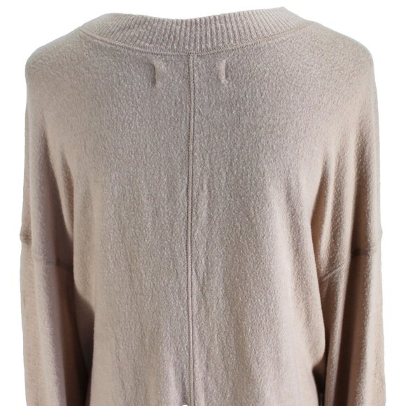 Free People Beach Pullover Top Womens Sz M Tan Long Bishop Sleeve Drop Shoulder - Picture 6 of 7